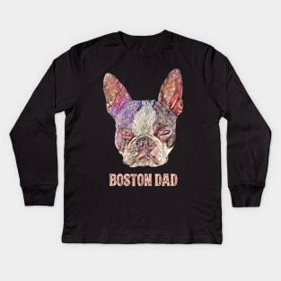 Boston Terrier Dad Father's Day Gift Kids Long Sleeve T-Shirt